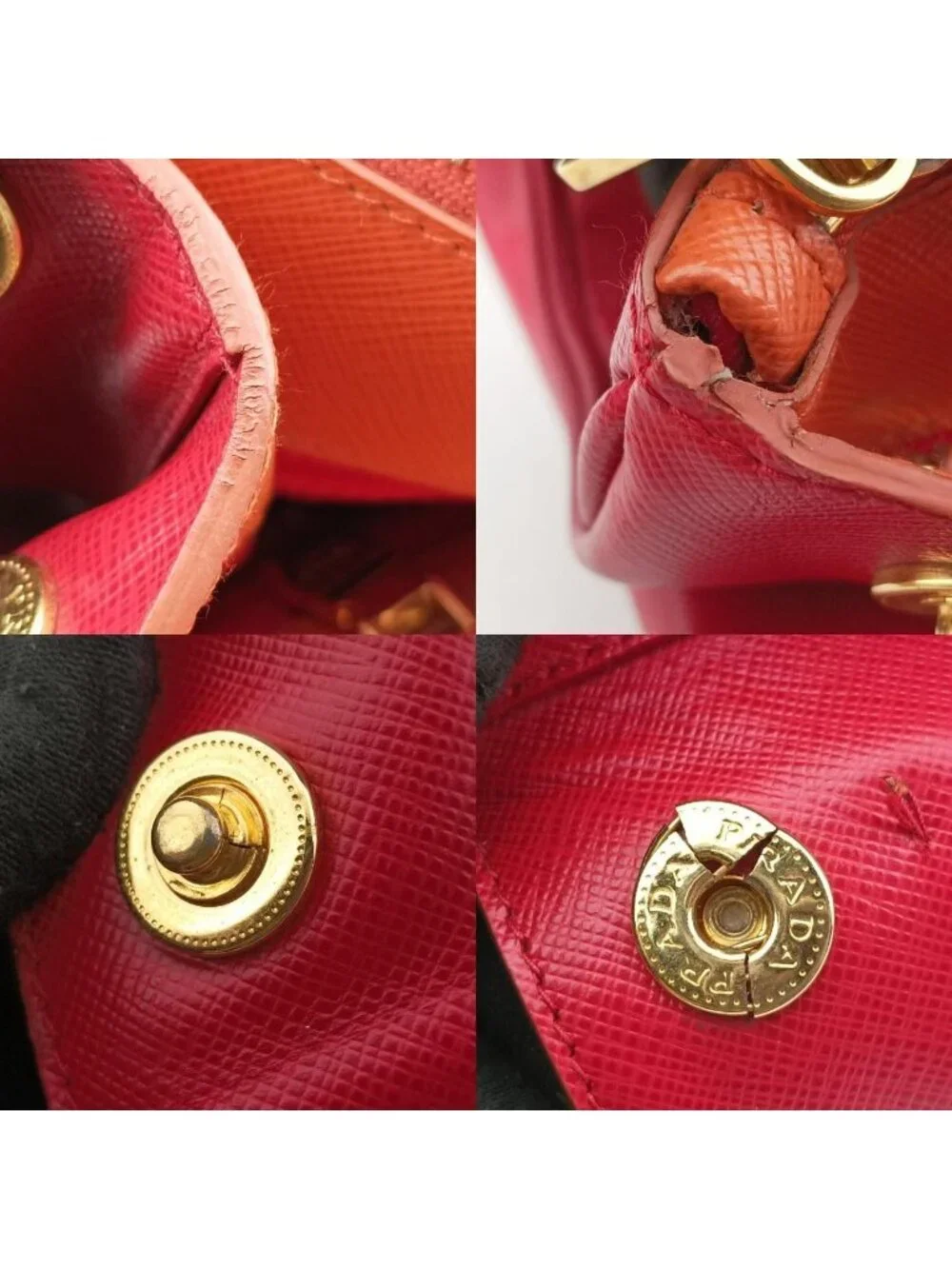 Prada Galleria Orange Red Saffiano Leather 14 Shoulder Bag